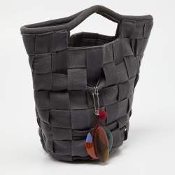 Pre Owned Marni Grey Woven Canvas Bucket Bag