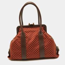 Pre Owned Marni Brown Polka Canvas and Leather Frame Bag