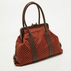 Pre Owned Marni Brown Polka Canvas and Leather Frame Bag