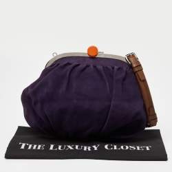 Pre Owned Marni Purple Suede and Leather Frame Shoulder Bag