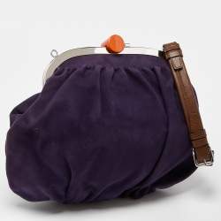 Pre Owned Marni Purple Suede and Leather Frame Shoulder Bag