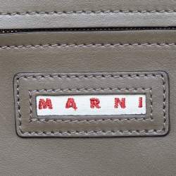 Pre Owned Marni Olive Green Leather Pannier Bucket Bag