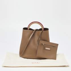Pre Owned Marni Olive Green Leather Pannier Bucket Bag