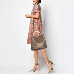 Pre Owned Marni Olive Green Leather Pannier Bucket Bag