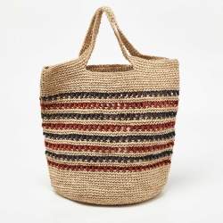 Pre Owned  Marni Multicolor Crochet Raffia Market Hobo