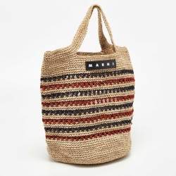 Pre Owned  Marni Multicolor Crochet Raffia Market Hobo