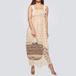 Pre Owned  Marni Multicolor Crochet Raffia Market Hobo