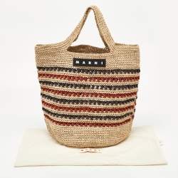 Pre Owned  Marni Multicolor Crochet Raffia Market Hobo