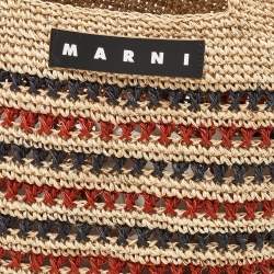 Pre Owned  Marni Multicolor Crochet Raffia Market Hobo