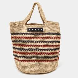 Pre Owned  Marni Multicolor Crochet Raffia Market Hobo