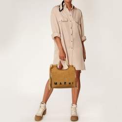 Pre Owned Marni Beige/Brown Raffia and Leather Tote 