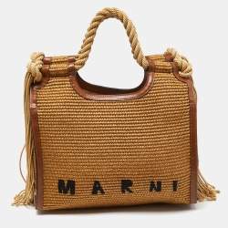Pre Owned Marni Beige/Brown Raffia and Leather Tote 