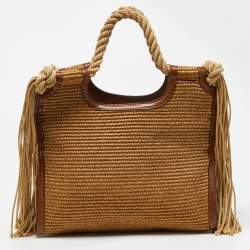 Pre Owned Marni Beige/Brown Raffia and Leather Tote 