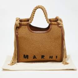 Pre Owned Marni Beige/Brown Raffia and Leather Tote 
