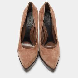 Marni Metallic Brown Suede Square Toe Platform Pumps Size 39