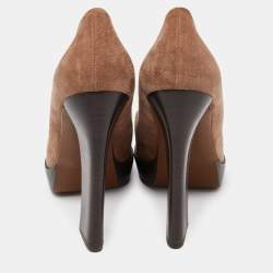 Marni Metallic Brown Suede Square Toe Platform Pumps Size 39