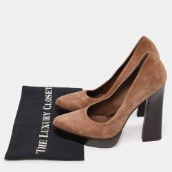 Marni Metallic Brown Suede Square Toe Platform Pumps Size 39
