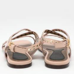 Marni Beige Embellished Leather Slingback Sandals Size 34.5