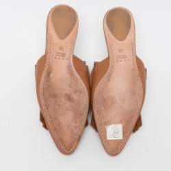Marni Brown Leather Fringe Detail Mules Size 35
