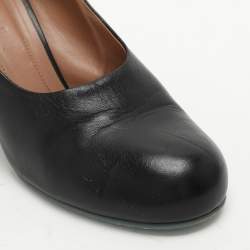 Marni Black Leather Round Toe Block Heel Pumps Size 39.5