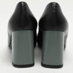 Marni Black Leather Round Toe Block Heel Pumps Size 39.5