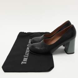 Marni Black Leather Round Toe Block Heel Pumps Size 39.5