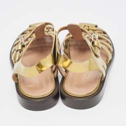 Marni Gold Leather Fisherman Flat Sandals Size 38.5