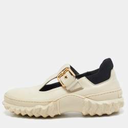 Marni Cream Leather T Bar Low Top Sneakers Size 38