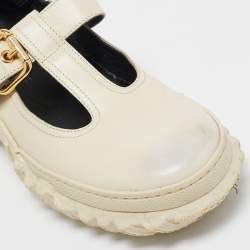 Marni Cream Leather T Bar Low Top Sneakers Size 38