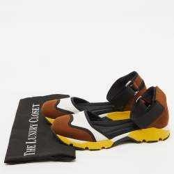 Marni Multicolor Neoprene and Mesh Cut Out Low Top Sneakers Size 38