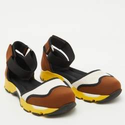 Marni Multicolor Neoprene and Mesh Cut Out Low Top Sneakers Size 38