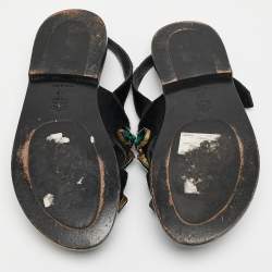 Marni Black Calf Hair Embellished Flat Slingback Sandals Size 37