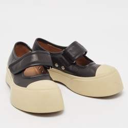 Marni Black/Cream Leather and Rubber Mary Jane Flats Size 36