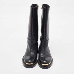 Pre Owned Marni Black Leather Zipper Calf Length Boots Size 40