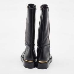 Pre Owned Marni Black Leather Zipper Calf Length Boots Size 40