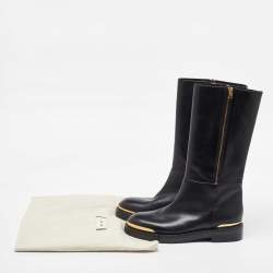 Marni Black Leather Zipper Calf Length Boots Size 41