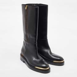 Marni Black Leather Zipper Calf Length Boots Size 41