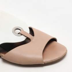 Marni Beige/White Leather Slingback Flat Sandals Size 40
