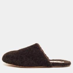 Marni Dark Brown Shearling Fur Flat Mules Size 38