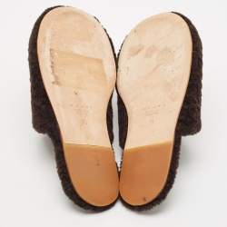 Marni Dark Brown Shearling Fur Flat Mules Size 38