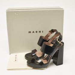 Marni Black Brushed Leather Platform Sandals Size 39