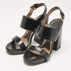 Marni Black Brushed Leather Platform Sandals Size 39
