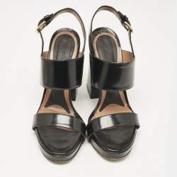 Marni Black Brushed Leather Platform Sandals Size 39