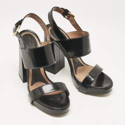 Marni Black Brushed Leather Platform Sandals Size 39