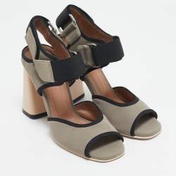 Marni Grey/black Neoprene Chomp Ankle Strap Sandals Size 36