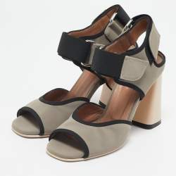 Marni Grey/black Neoprene Chomp Ankle Strap Sandals Size 36