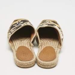 Pre Owned Marni Black/Yellow Floral Print Canvas Espadrille Flats Size 38