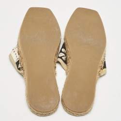 Pre Owned Marni Black/Yellow Floral Print Canvas Espadrille Flats Size 38