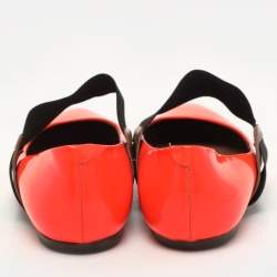 Pre Owned Marni Neon Orange Patent Leather Ballet Flats Size 35