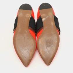 Pre Owned Marni Neon Orange Patent Leather Ballet Flats Size 35